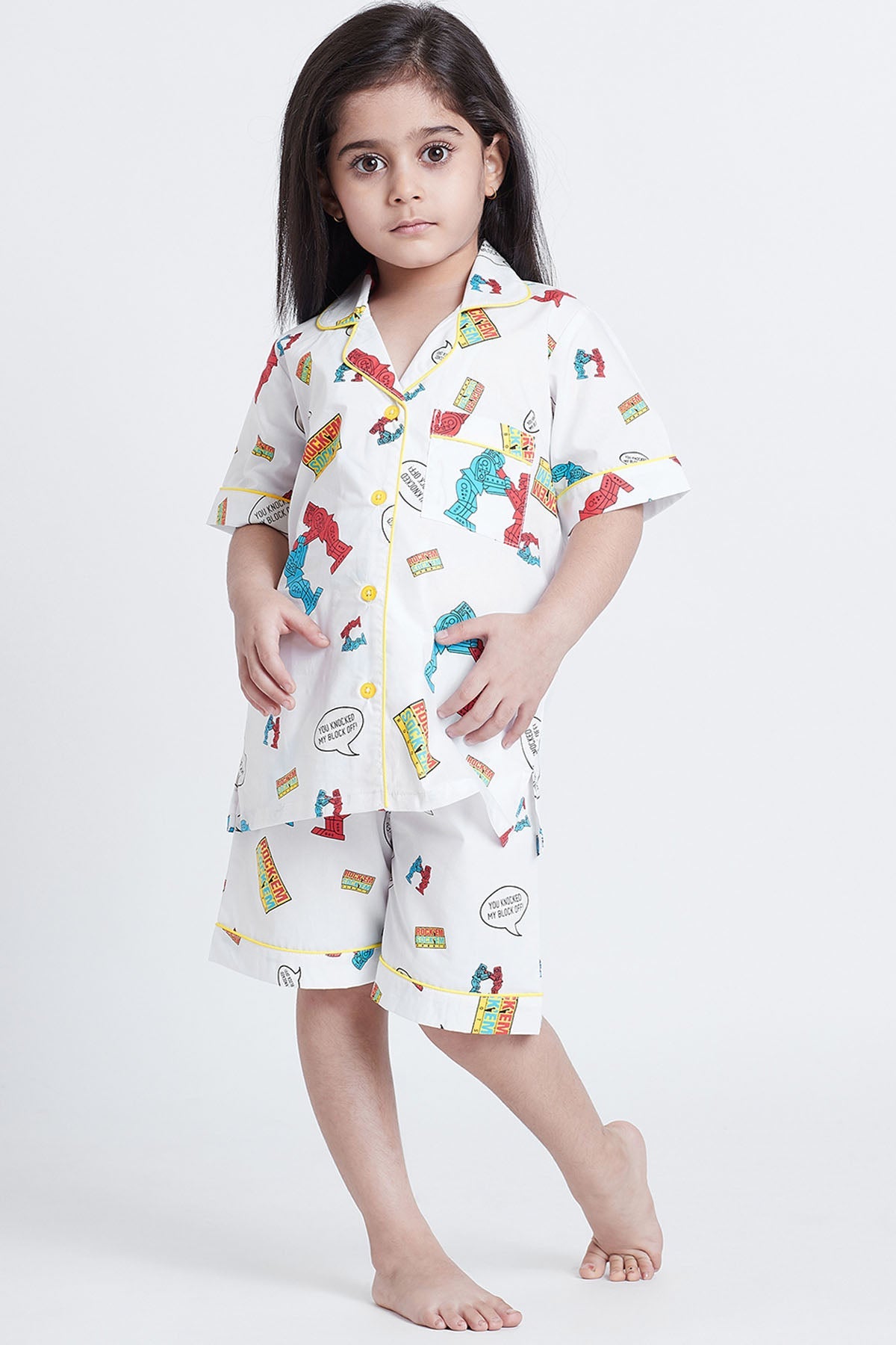Buy White Cotton Printed Nightsuit Online